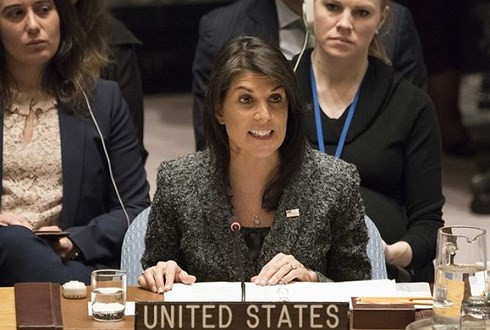 Đại sứ Mỹ tại Liên Hợp Quốc Nikki Haley. Ảnh: KT
