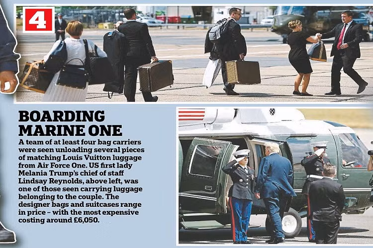 Ngoài lực lượng an ninh Anh bảo vệ vòng ngoài thì Tổng thống Trump cùng đoàn tùy tùng cũng được bảo vệ bởi lực lượng Mật vụ Mỹ từ bên trong, thậm chí Mỹ còn điều cả các phương tiện di chuyển đặc biệt dành cho Tổng thống sang tận Anh cho nhiệm vụ này. Nguồn ảnh: Daily Mail.