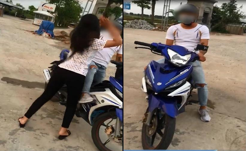 Nam thanh niên chỉ im lặng trước sự tức giận của cô gái. Ảnh cắt từ clip