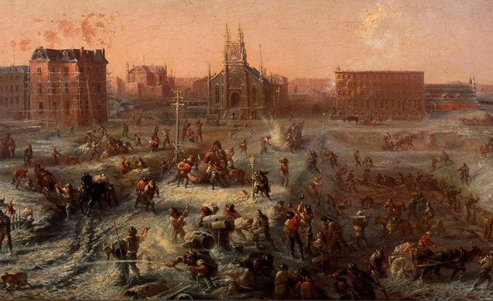 Bức họa năm 1869 cho thấy quá trình chuyển đổi New York từ đất nông nghiệp thành một đô thị.