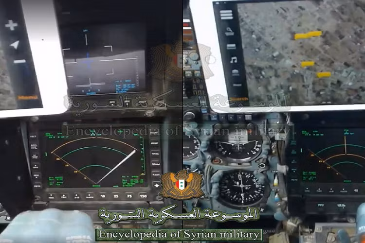 Trong góc ảnh này chúng ta có thể thấy rõ hơn hình ảnh mục tiêu của Su-24M2 trên bản đồ của chiếc iPad, rất có thể những hình ảnh này được chụp hoặc định vị trước đó và được phi công Syria sử dụng như một cách trực quan để xác định mục tiêu. Nguồn ảnh: @Syr_Mil_Wik.