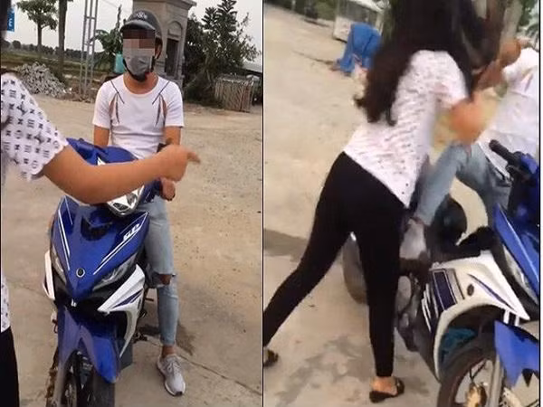 Cô gái đánh liên tục người yêu vì bắt cá hai tay trong suốt một năm. Ảnh cắt từ clip