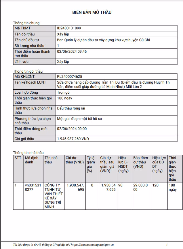 TP.HCM: Goi thau sua chua duong Tran Thi Du co ve tay Tri Minh?