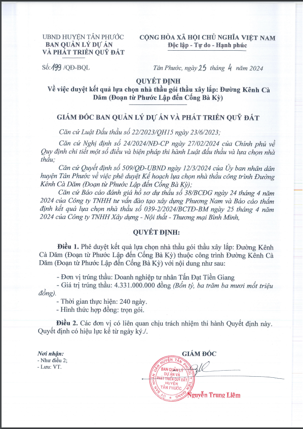 Tan Dat Tien Giang “nha thau quen mat” cua Ban Quy dat Tan Phuoc