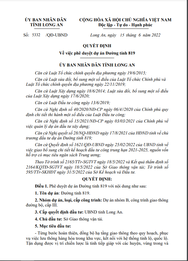 Long An: Goi thau chieu sang Duong tinh 819, kien nghi loai bo nhieu tieu chi