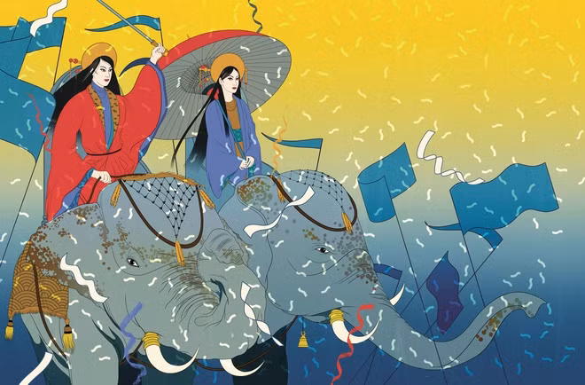 Nhà Hán thấy vậy thì tức tối. Tháng 1/42, Mã Viện, tướng nhà Hán tiến đánh vào kinh đô nước Việt. Hai Bà Trưng cùng nhân dân quyết tâm đánh lại quân nhà Hán và quân Hán đánh trả quyết liệt. Trước sức mạnh của kẻ thù, Hai Bà đã tự gieo mình xuống Hát Giang tử tiết vào ngày 6/2/43.