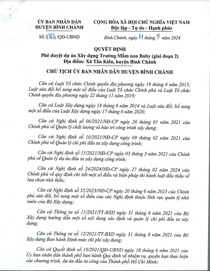 TP HCM: Cty Quang Cao Phu My trung goi xay dung truong mam non Baby