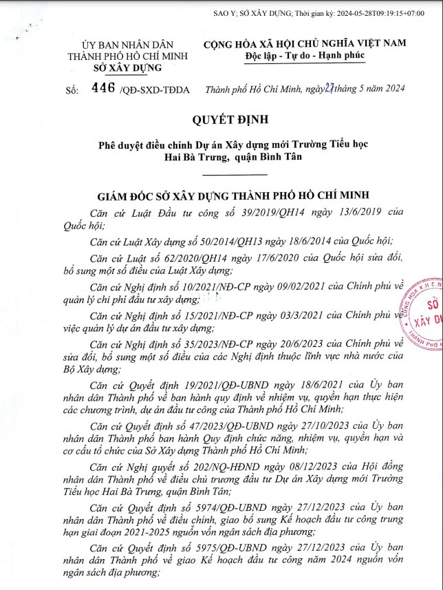 TP HCM: Goi xay dung truong Hai Ba Trung co ve tay Cty Gia Thang?