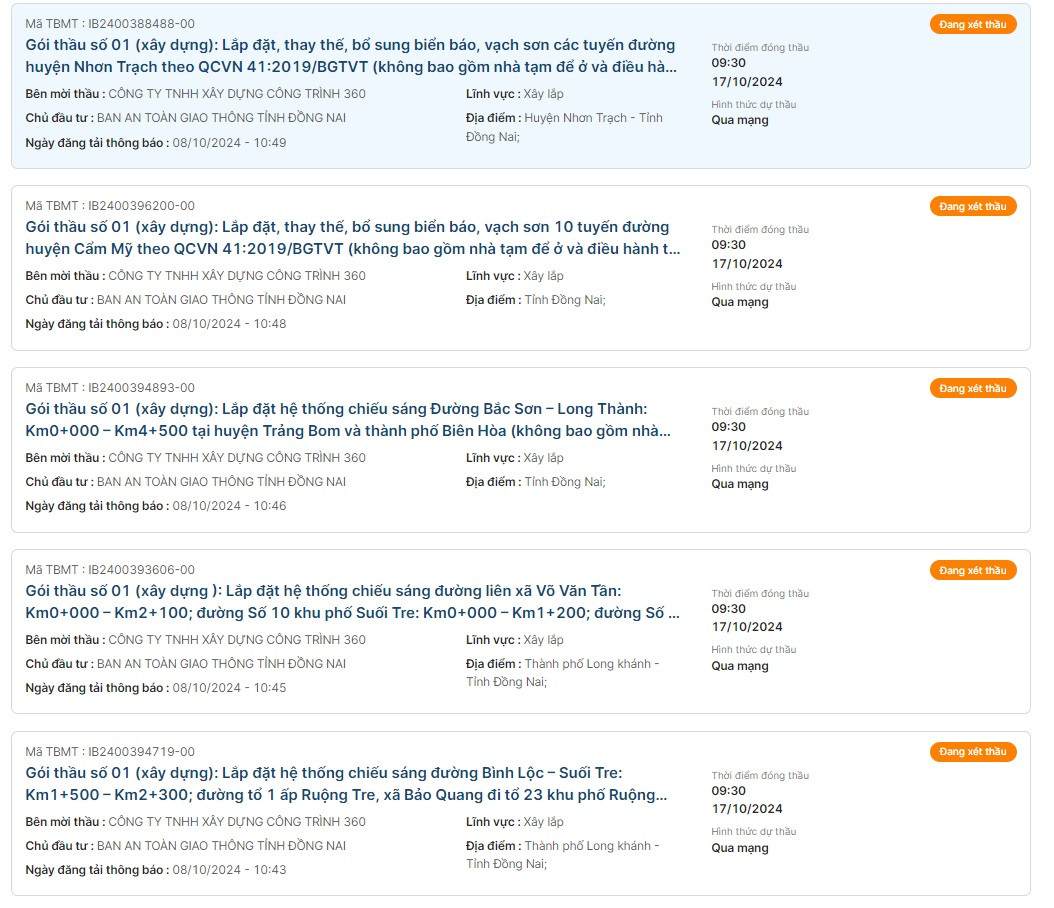 Dong Nai: 8 goi thau tai Ban giao thong co ve tay Dai Quang Phat?