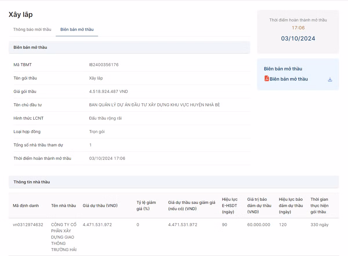 TP HCM: Duy nhat Cty giao thong Truong Hai du goi nang cap hem 484