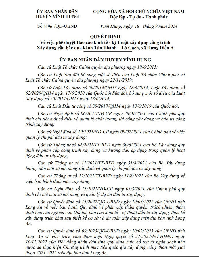 Long An: Gói xây cầu hơn 10 tỷ tại Vĩnh Hưng, nhà thầu kiến nghị nhiều tiêu chí Long An: Goi xay cau hon 10 ty tai Vinh Hung, nha thau kien nghi nhieu tieu chi