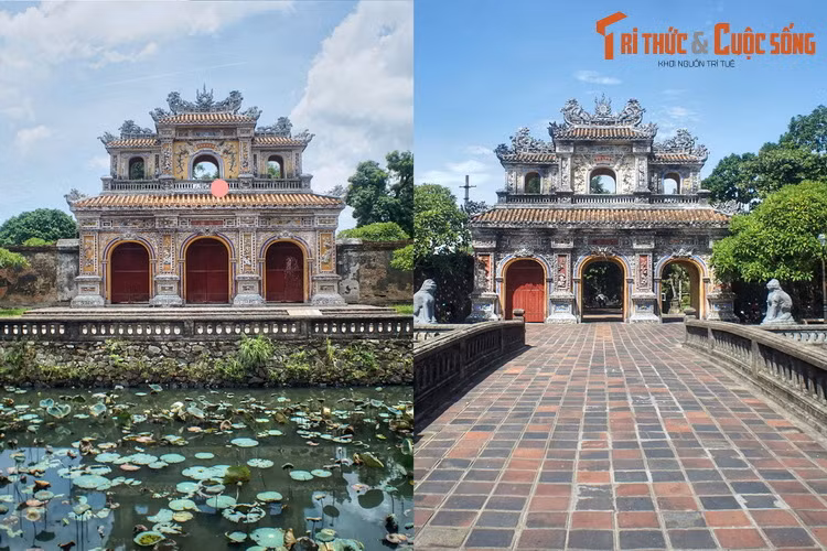 Phía Đông Hoàng thành có cửa Hiển Nhơn, phía Tây có cửa Chương Đức. Được trang trí hoa mỹ, hai cánh cổng này là dấu ấn kiến trúc đặc sắc mà vua Khải Định đã để lại cho Cố đô.