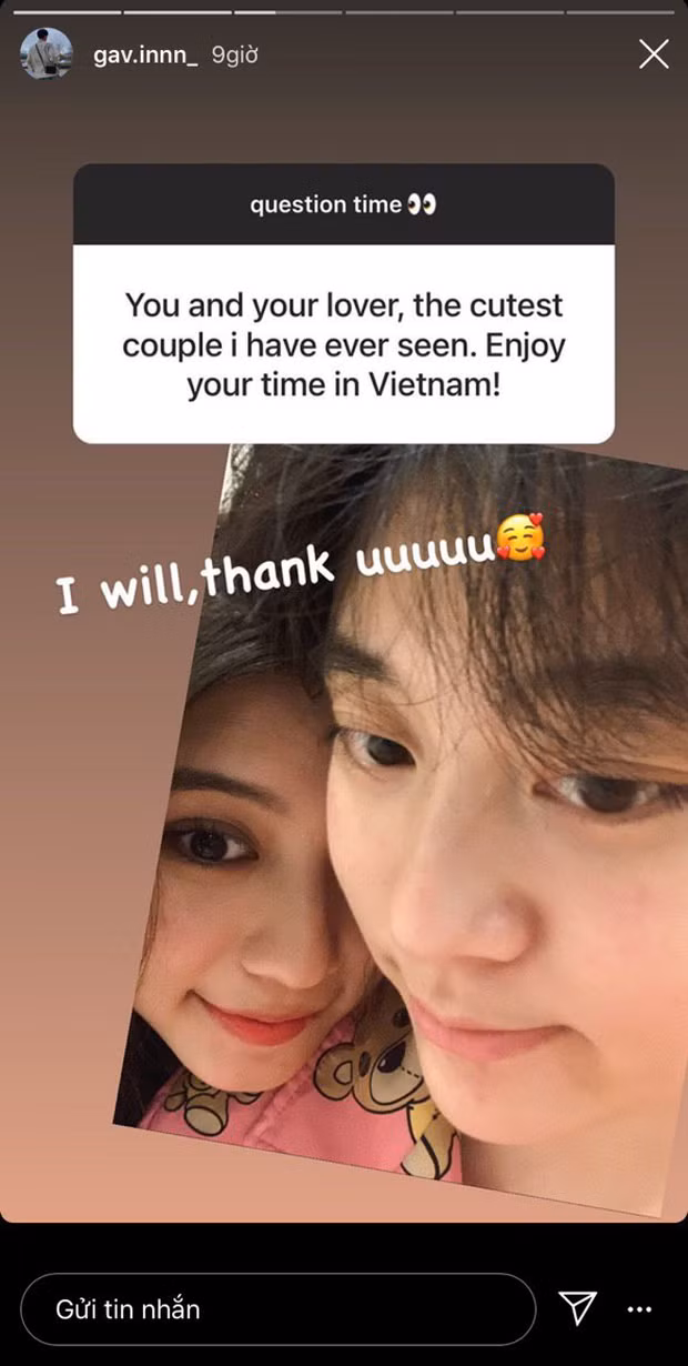 Được biết, cặp đôi Bâu và Gavin đã ở cạnh nhau được 214 ngày. Nửa kia của Bâu cũng bật mí thêm rằng mình năm nay 23 tuổi, hơn bạn gái 3 tuổi.