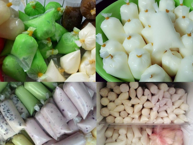 Kem túi là thứ quà vặt trước cổng trường mỗi giờ ra chơi.