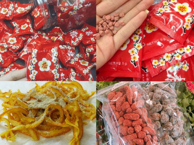 Ngoài ô mai hoa anh đào, không thể quên kể danh sách các món ô mai khác như ô mai me, ô mai giun, ô mai chanh... Những đồ ăn vặt này thường được bán theo túi nhỏ xíu, mỗi túi chỉ có một ít với giá rất rẻ và hợp túi tiền tuổi thơ ngày ấy.