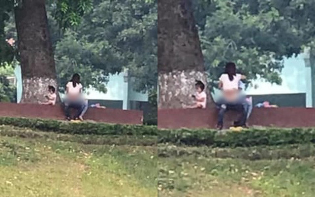 Cặp đôi này cũng thản nhiên tình tứ với nhau mặc cho đứa trẻ đang ngồi bên cạnh.