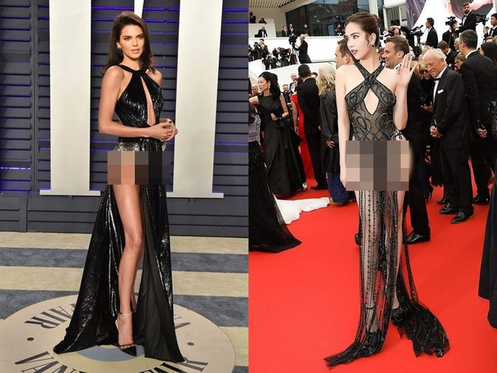 Đây không phải lần đầu Ngọc Trinh học hỏi phong cách thời trang của Kendall Jenner. Những thiết kế váy "mặc như không mặc" của "nữ hoàng nội y" được cho là tương đồng với các bộ cánh chân dài đình đám Hollywood từng mặc lên thảm đỏ. Không chỉ vậy, cách tạo dáng của Ngọc Trinh cũng từng được chỉ ra là học tập từ Kendall.