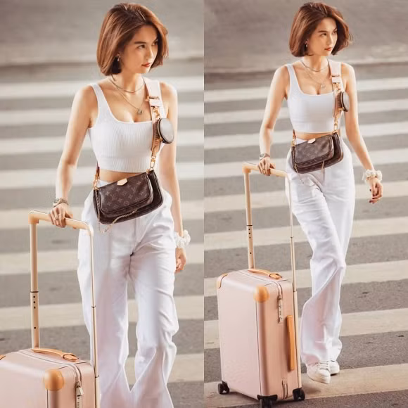 Thời trang sân bay của Ngọc Trinh luôn khiến cư dân mạng phải trầm trồ.