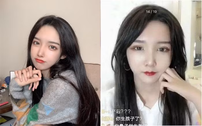 Không còn được chỉnh sáng, bóp cằm, nâng mũi hay xóa mụn qua app, nhan sắc của Abbily lộ ra có phần kém sắc, phấn trên mặt loang lổ.