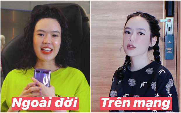 Trong một clip xuất hiện cùng chồng trên YouTube, Vân Tiny trông mũm mĩm hơn, gương mặt và chiếc mũi nhỏ gọn hơn nhiều. Trái lại, khi đăng ảnh lên MXH, bà xã Fabo Nguyễn lại gây chú ý khi chọn góc nghiêng và sử dụng app.