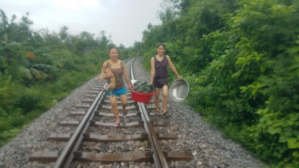 Có người trong lúc tránh lũ đã đưa theo chú chó của mình dù đi đến bất cứ nơi đâu.