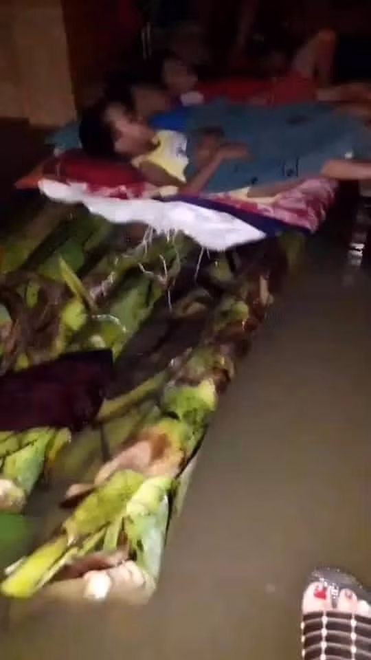 Đặc biệt, hình ảnh xúc động về những đứa trẻ trong lũ lụt đã chạm đến tận trái tim nhiều người, đó là cảnh tượng giấc ngủ về đêm của những em nhỏ, không phải là chăn ấm đệm êm mà giờ đây các em phải ngủ trên những chiếc bè chuối.