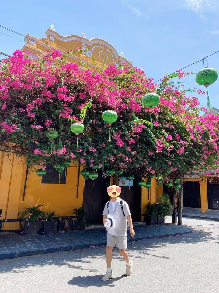 Giàn hoa giấy ngay góc ngã tư Hoàng Văn Thụ và Nguyễn Thái Học luôn là địa điểm hút khách nhất phố cổ Hội An.