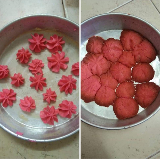 Từ những bông hoa xinh đẹp, mấy cái bánh đã chuyển sang hình dạng chẳng giống ai.