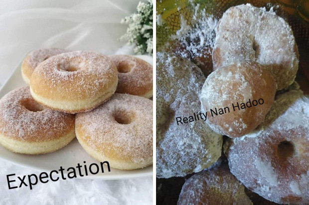 Bánh donut người ta làm và tôi làm.