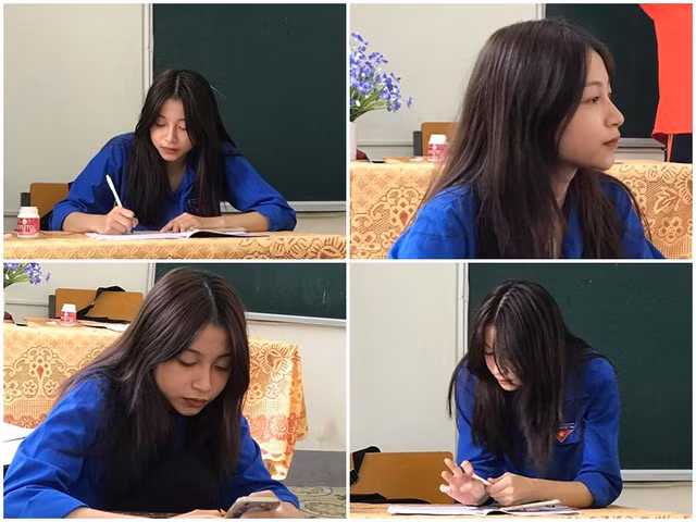  Nữ sinh Quách Thuý Hằng (sinh năm 2005, Nghệ An) được nhiều người chú ý trong khoảnh khắc mặc trang phục áo đoàn cùng vẻ đẹp mặt mộc xinh xắn.