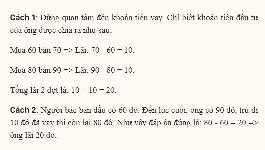 Bài toán xuất hiện lập tức nhận về sự quan tâm lớn. Trong khi một số cho bằng bác Ba hòa vốn thì có số khác khẳng định bác lãi từ 20 - 30 đô.
