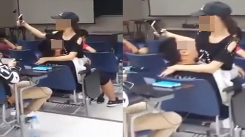 Cặp đôi ngang nhiên thể hiện tình cảm trong lớp khiến bạn học tức "nổ mắt".