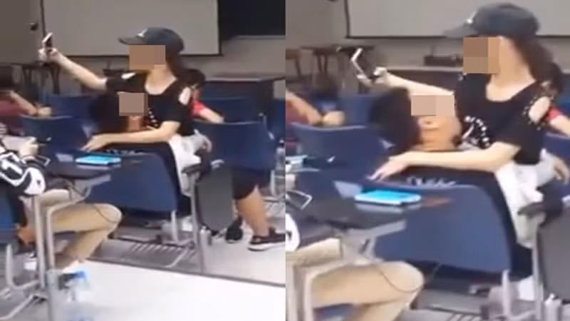 Cặp đôi ngang nhiên thể hiện tình cảm trong lớp khiến bạn học tức "nổ mắt".