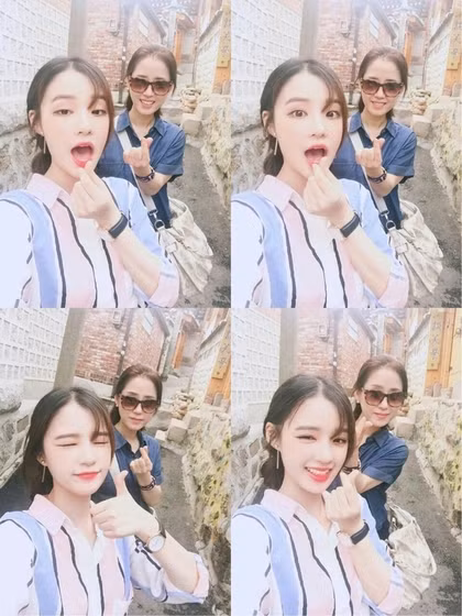 Không chỉ xinh đẹp và nổi tiếng, hot girl xứ Hàn Han Jeong Joo từ lâu còn thu hút sự chú ý khi thường xuyên khoe ảnh "tự sướng" cùng bà mẹ U50 trẻ đẹp. Ảnh: Apppledaily/Instaliga.