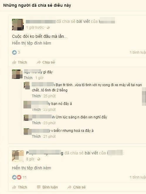 Trong khi bạn bè đang gửi lời chúc mừng không ngớt tới cặp đôi này thì trên mạng lại loan truyền thông tin và hình ảnh A.T đã qua đời vì tai nạn giao thông chỉ sau 2 tiếng tỏ tình bạn gái.