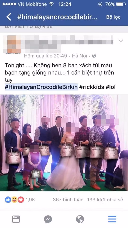 Khi những tranh cãi xung quanh chiếc túi Hermes của Ngọc Trinh bị nghi "hàng fake" chưa có dấu hiệu hạ nhiệt thì cộng đồng mạng Việt lại rộ lên phong trào khoe những chiếc túi rẻ, bền, đẹp, thân thiện với môi trường... và được nhận xét là "chất" không kém những chiếc túi đắt tiền. Ảnh: FB H.Phạm.