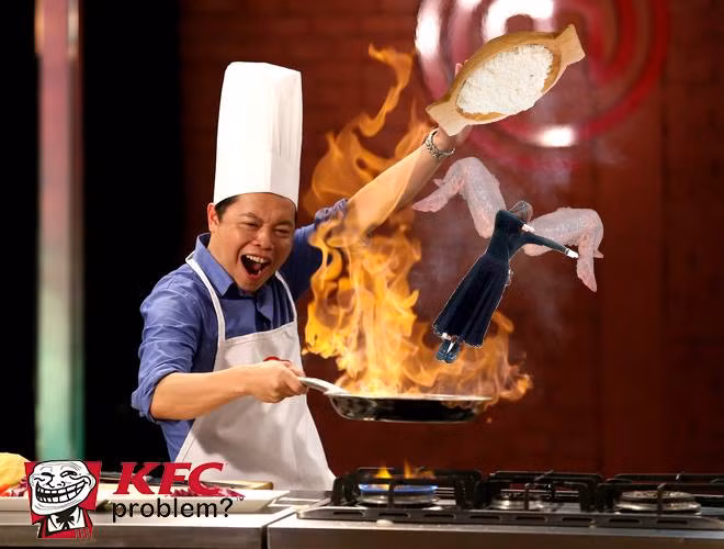 Mặc cây đen cực gợi cảm và tạo dáng DAB chụp ảnh nhưng thay vì mọc thêm đôi cánh thiên thần, cô gái xinh đẹp lại bị biến thành món cánh gà KFC.