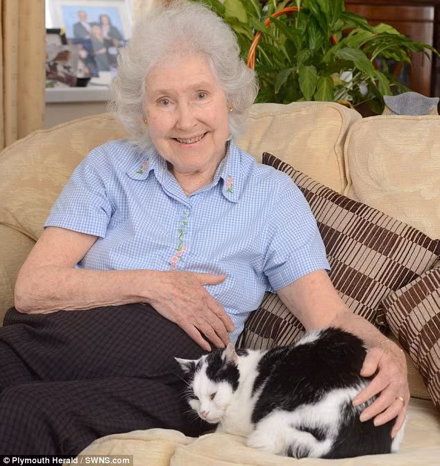 Charlie đã giảm được 2 kg trong “mục tiêu” 3,5kg theo lời khuyên của bác sĩ và trở thành chú mèo đầu tiên giảm cân ở hồ bơi thủy liệu pháp Plymouths (Anh). Ảnh: Charlie chụp chung với bà Rosaline Eyres.