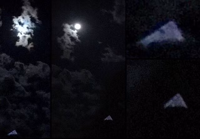 Khi phóng to bức ảnh, có thể thấy vật thể mang hình tam giác. Nguồn ảnh: ufosightingshotspot.