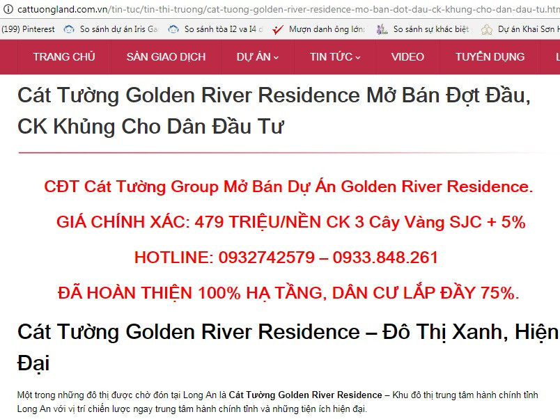 Dự án Golden River Residence dược rao bán rầm rộ.