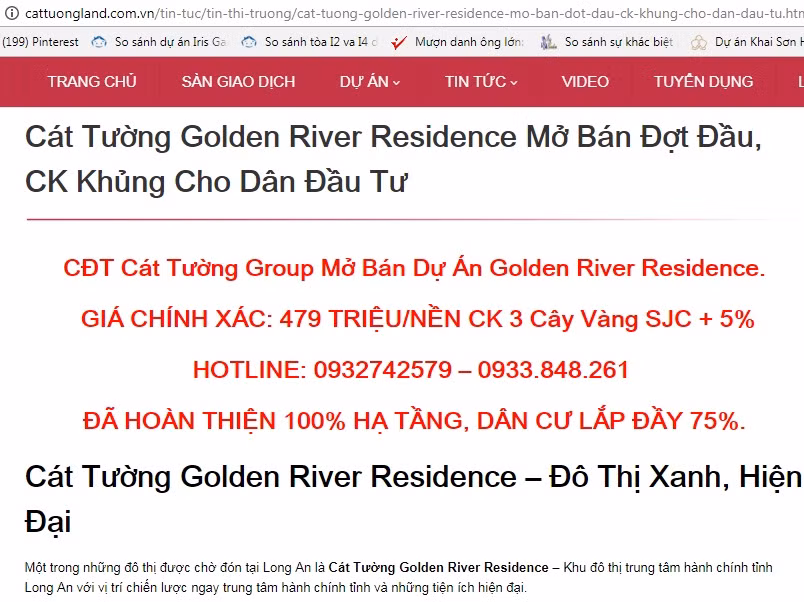 Dự án Golden River Residence dược rao bán rầm rộ.