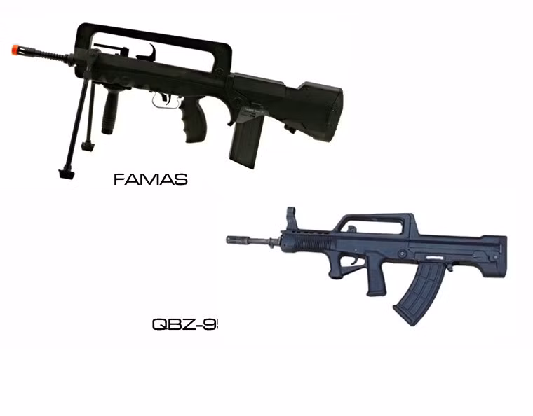  Súng trường tấn công FAMAS được thiết kế theo kiểu “bullpup” có nghĩa là toàn bộ bộ phận chuyển động, khóa nòng, hộp tiếp đạn đều nằm sau cò súng, sát báng súng. Thiết kế này giúp tiết kiệm khối lượng và trọng lượng của súng trong khi vẫn đảm bảo chiều dài của nòng súng theo yêu cầu.Thiết kế kiểu “Bullpup” làm tăng khả năng cơ động của súng, đặc biệt là trong các không gian chật hẹp, cải thiện đường đạn và tăng tầm bắn hiệu quả. Súng trường tấn công QBZ-95 của Trung Quốc được cho là lấy ý tưởng từ khẩu FAMAS.