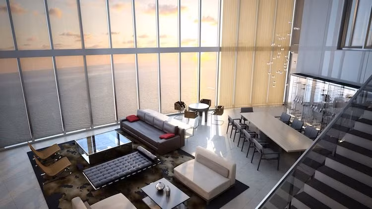 Trần thiết kế cao gấp đôi căn hộ bình thường.