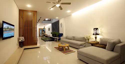 Hình khối trải dài tạo chiều sâu không gian. Ảnh: Dbd.