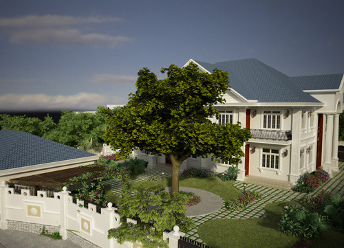 Biệt thự có 3 tầng và một tầng áp mái. Diện tích mỗi mặt sàn lên tới 250m2.