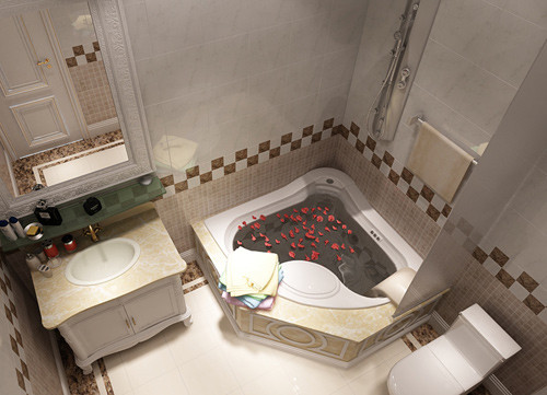 Phòng tắm với nội thất sang trọng theo phong cách quý tộc.