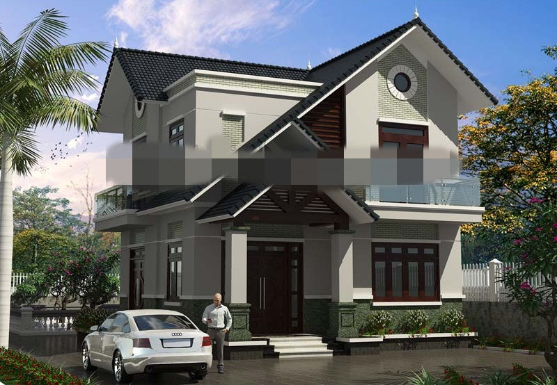 Mẫu thiết kế biệt thự mini 2 tầng nhỏ xinh ở nông thôn. Ảnh: Sieuthimaunha.