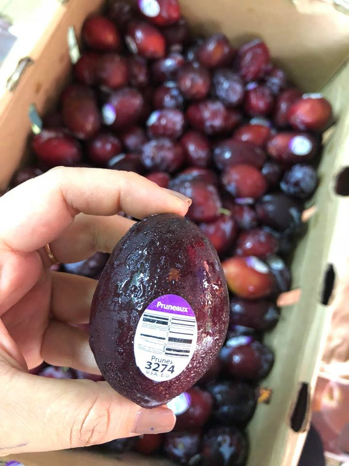 Mận nhót Mỹ cũng có hình bầu dục, vỏ đỏ thẫm. Ảnh: FB Hoa quả ưu đàm.