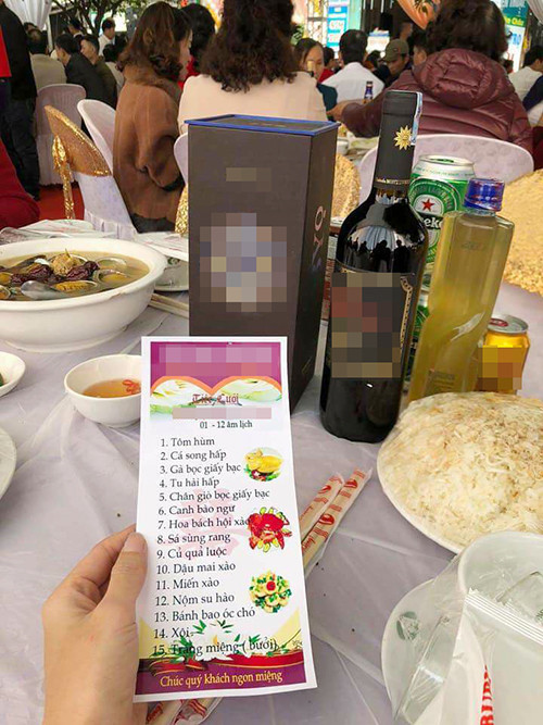 Mới đây, cộng đồng mạng xã hội vô cùng xôn xao trước thực đơn nhiều món ăn đắt đỏ trong một đám cưới ở Quảng Ninh. Ảnh: FB Nguyễn Thanh Đạt.