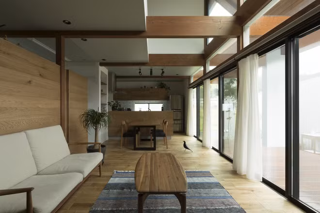 Nhờ đó, ngôi nhà có sự kết nối giữa không gian bên trong và bên ngoài.
